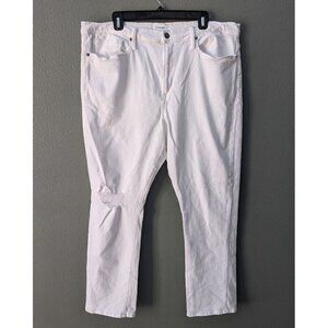 Frame Jeans Womens 34 White Le Beau Blanc High Rise Straight Relaxed Ankle USA